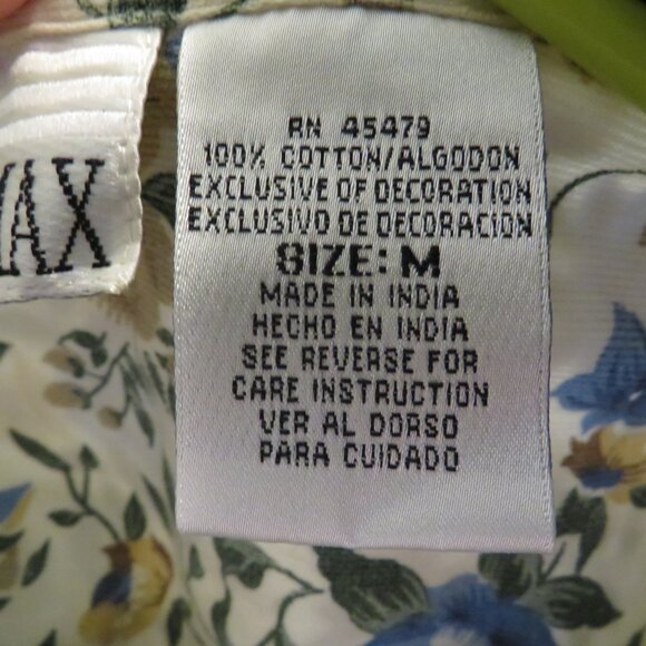 Vintage Casey & Max 100% cotton Floral Corduroy w Denim Collar - Picture 5 of 7